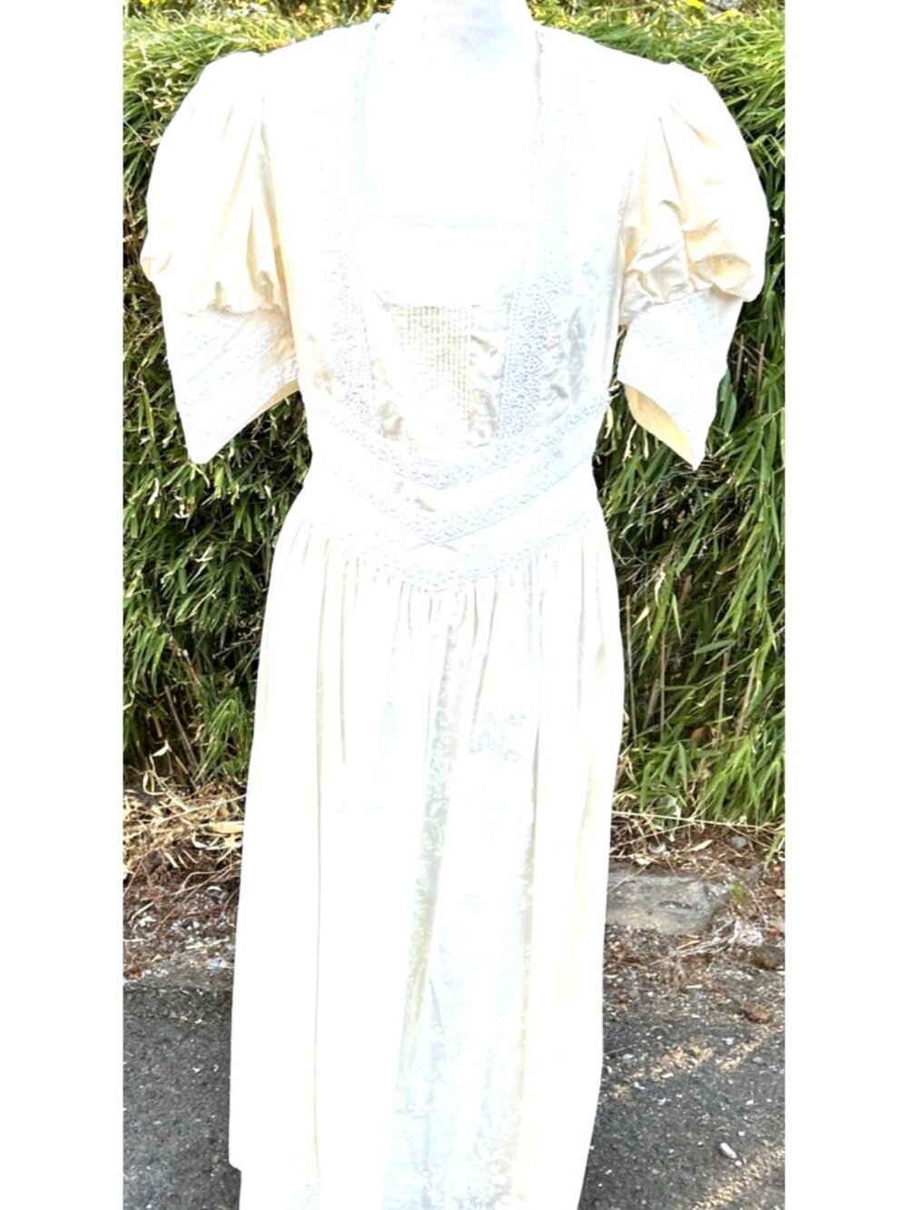 Scott McClintock Dress Sz 14 Ivory White Lined Cotton Wedding Cottagecore NOS
